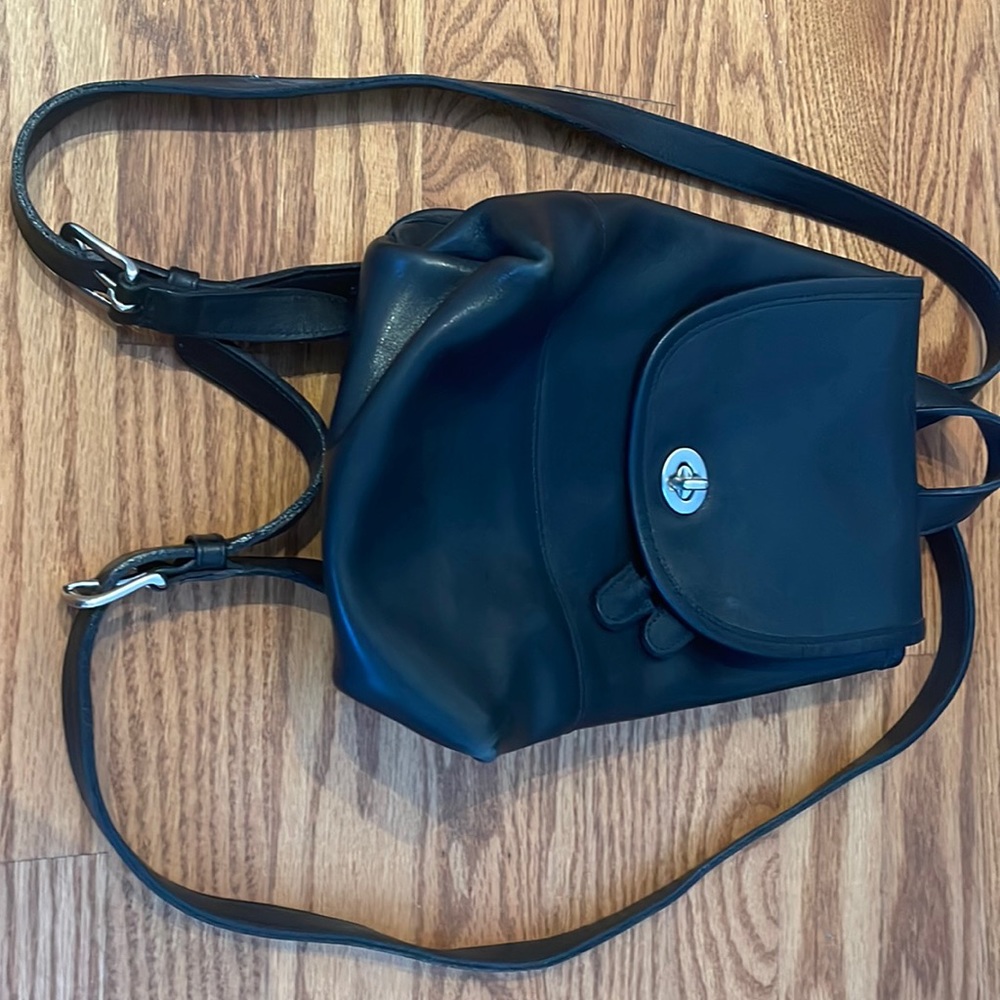 Black Coach leather backpack